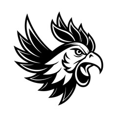 Drawing of a Rooster head mascot logo art illustration