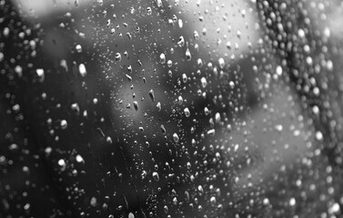 Straight Rows Of Liquid Drops On Dark Surface Detailed Stock Photo
