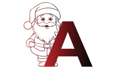 letter A with Santa Claus designed with alphabet. Characters with fun expressions pose various poses. It's vector art so it's easy to edit.
