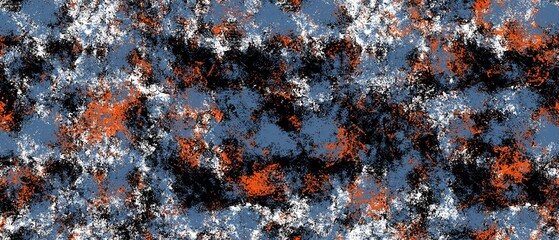 Fototapeta premium Seamless abstract textured pattern. Simple background orange, blue, black, white texture. Digital brush strokes background. Design for textile fabrics, wrapping paper, background, wallpaper, cover.