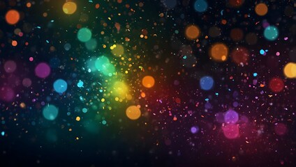 Colorful circles and spots of light on a dark background.

