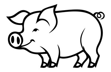 Pig icon. Vector black and white isolated illustration