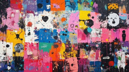 Fototapeta premium Abstract Art with Bright Colors and Geometric Shapes