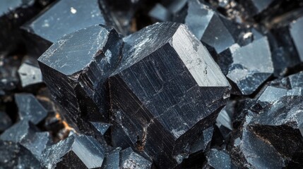 Close-up of a Cluster of Black Tourmaline Crystals