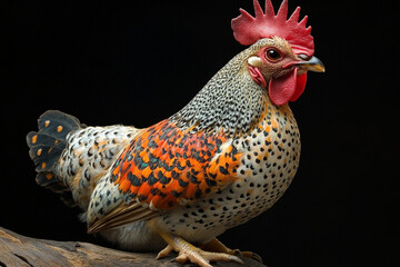 A Vibrant Bantam Rooster With Striking Feather Patterns