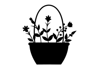 Silhouette Basket with Wildflowers Art.