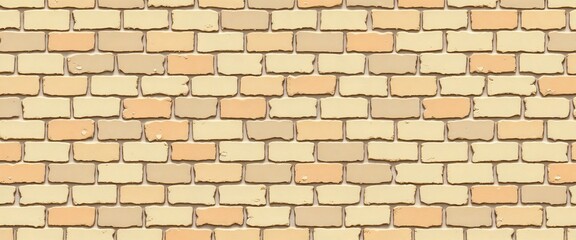 Fototapeta premium Beige and light brown brick wall with textured surface and uneven edges. A brick wall, built from the ground up, symbolizing resilience, strength, and the foundation of growth. The tactile harmony of