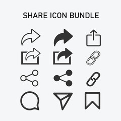 Share icon set. Arrow symbol, Reply send forward icons button. Send message icon. Upload icon. Connection symbol, network sharing icon