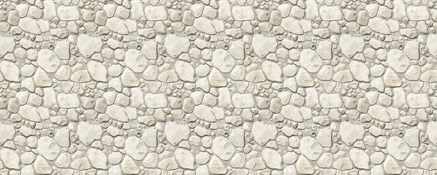 Close-up view of textured stone surface, irregular shapes, neutral tones, natural rock pattern.