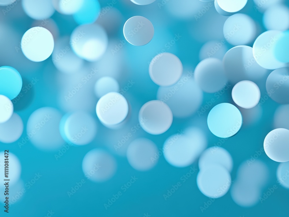 Aufkleber abstract blue bokeh light circles on a gradient turquoise background. minimalistic festive and abstr