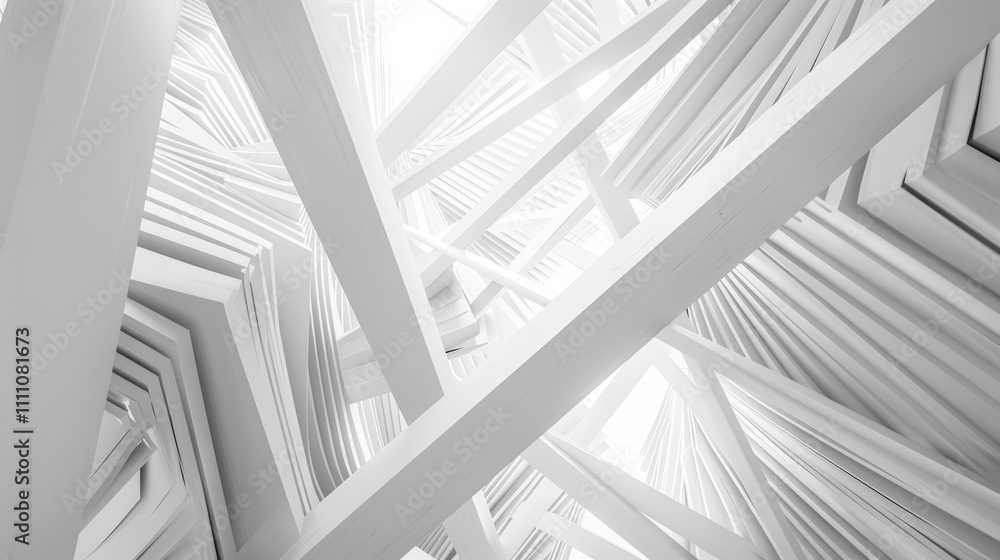 Aufkleber abstract white architectural design featuring intersecting lines and shapes