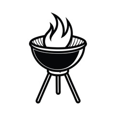 Barbecue Grill Vector Illustration - Rustic Outdoor BBQ Design for Cooking and Summer Events