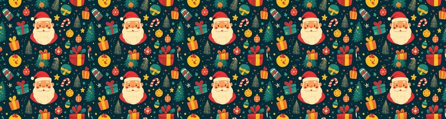 seamless pattern of Christmas Santa Claus red green festive illustration joyful holiday season 
