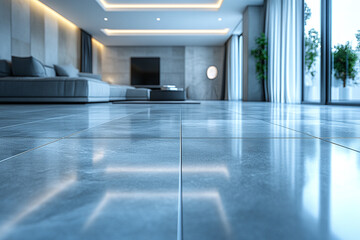 Modern Living Room Polished Tile Floor Design