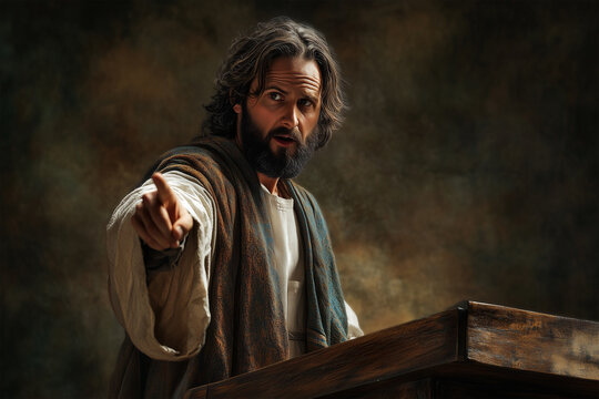 Jesus Christ Preaching with Outstretched Hand in a Spiritual Moment