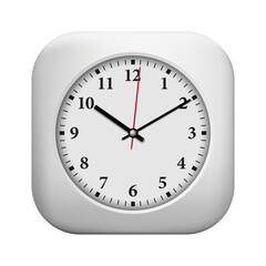 Minimal white clock application icon, vector illustration