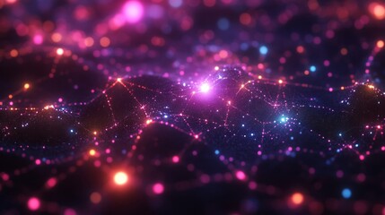 Obraz premium Abstract Wavy Network with Glowing Points and Lines