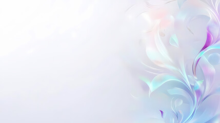 White paper background with iridescent flourishes and copy space. Iridescent. Illustration