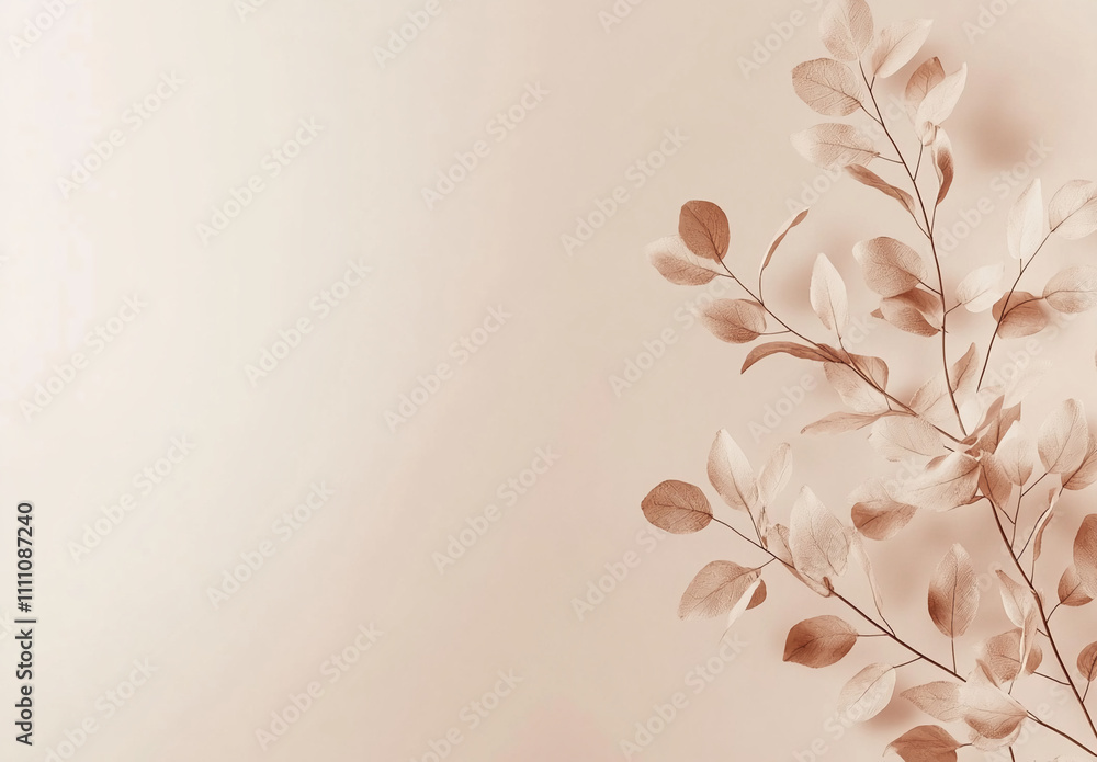 Poster soft pastel leaves designed with a gentle touch on a light background for a tranquil decor theme