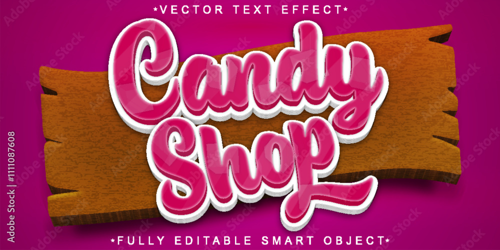Aufkleber soft pink candy shop vector fully editable smart object text effect