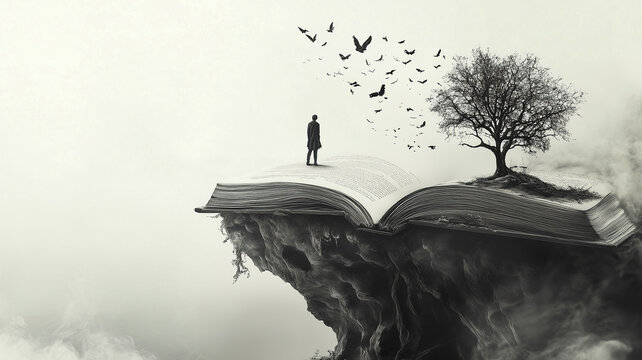 open book and magic fires tale with magic magic fantas fires tale.
