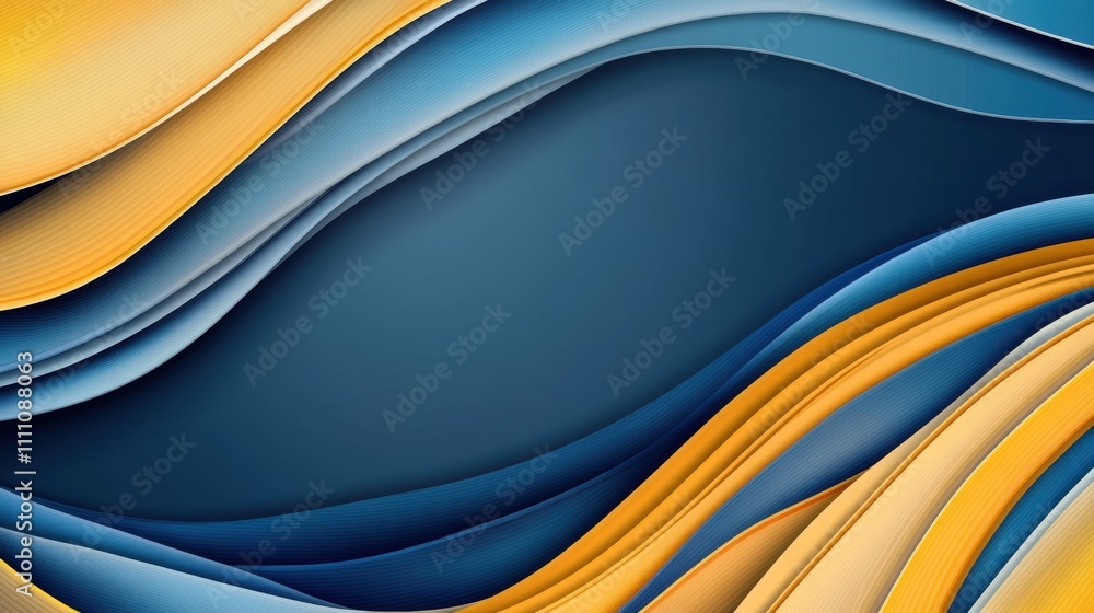 Aufkleber abstract waves of blue and yellow create a dynamic and flowing visual effect, ai