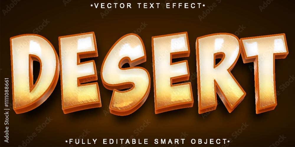 Poster cartoon brown desert vector fully editable smart object text effect