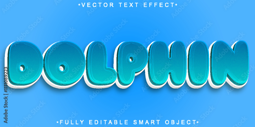 Aufkleber cartoon dolphin vector fully editable smart object text effect