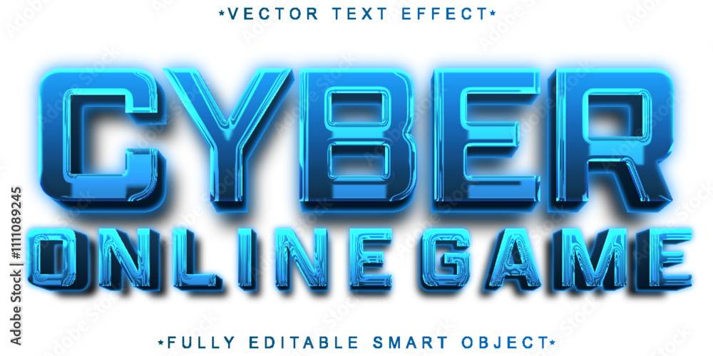 Poster cyber online game vector fully editable smart object text effect