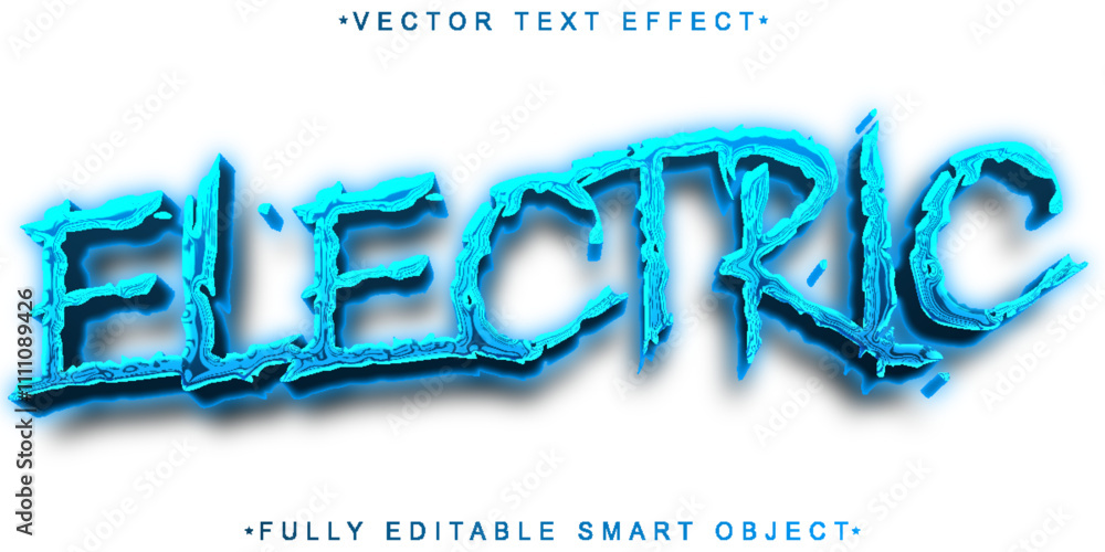Poster blue electric shock vector fully editable smart object text effect