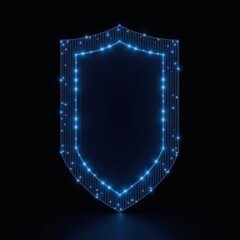 Fototapeta premium Advanced hologram protective shield with glowing lines and particles on a dark background.