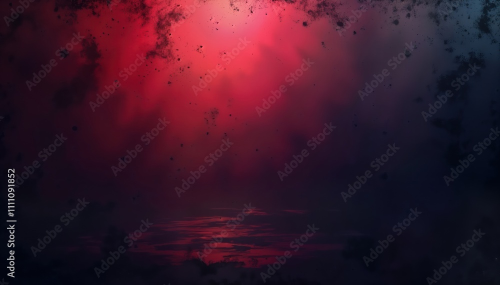 Poster dark abstract background with red, purple color gradient. grainy noise, textures create grungy retro