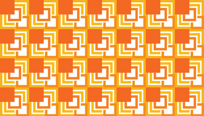 Seamless geometric pattern in orange and white