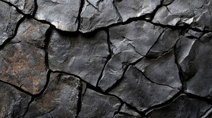 Fototapeta premium A Close-Up of a Dark, Cracked Stone Wall