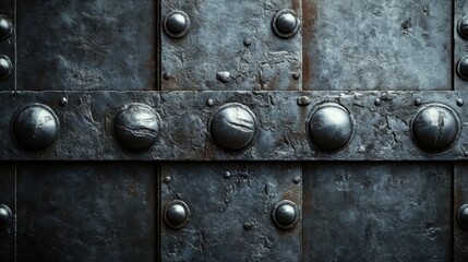 Rusty Metal Texture with Round Studs and a Horizontal Band