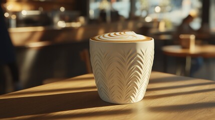 Unique Ceramic Coffee Cup in Seattle Cafe Setting