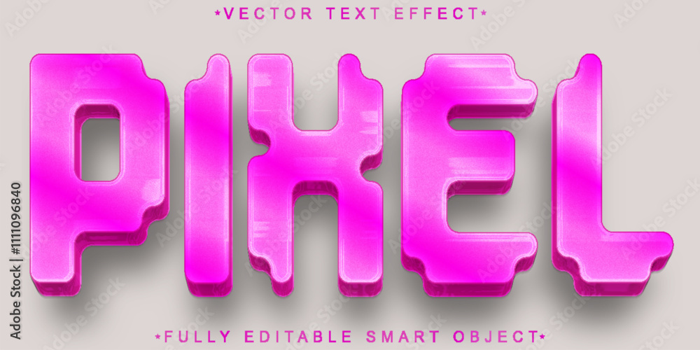 Poster arcade pixel game pink vector fully editable smart object text effect
