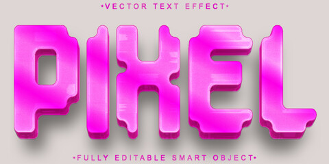Arcade Pixel Game Pink Vector Fully Editable Smart Object Text Effect © HUMA