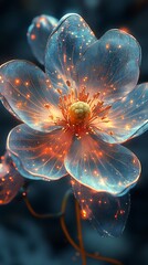 Beautiful transparent flower display with radiant glow and stunning dewdrop details picture