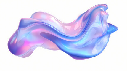 Obraz premium Abstract iridescent blue and pink liquid shape on a transparent background. Iridescent. Illustration