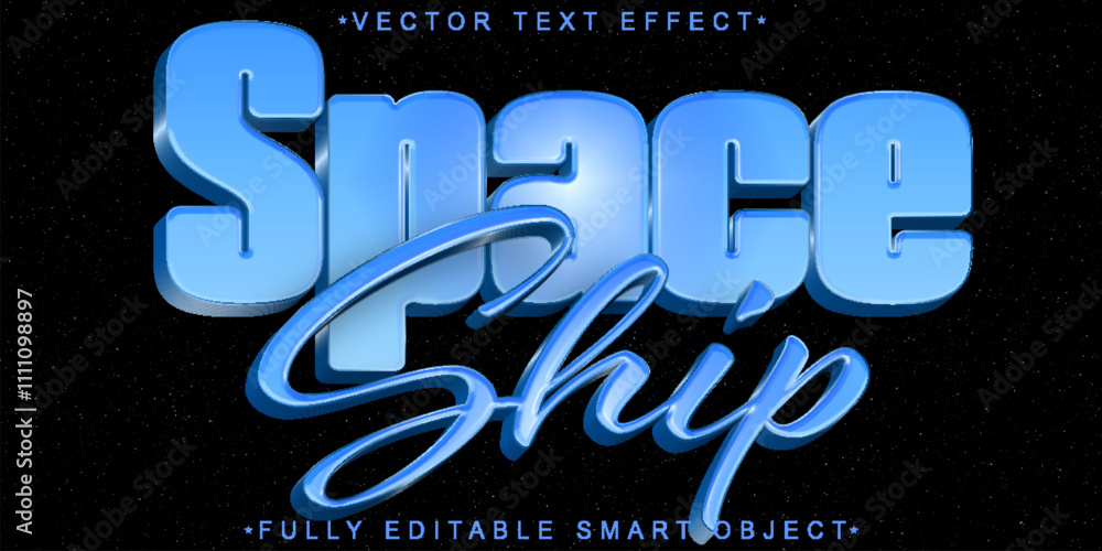 Poster dark space ship vector fully editable smart object text effect