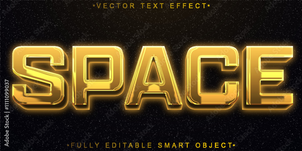 Poster golden space vector fully editable smart object text effect