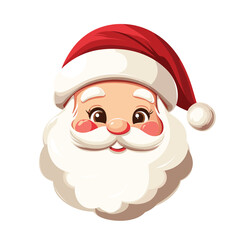 Cute Santa Claus illustration with rosy cheeks and big eyes.