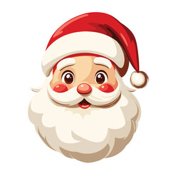 Cute Santa Claus illustration with rosy cheeks and big eyes.