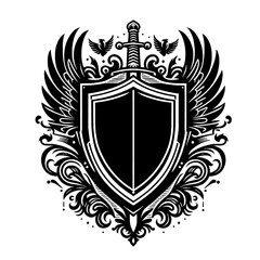 Obraz premium shield frame vector black and white