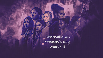 A poster of women with the words International Women's Day written on it