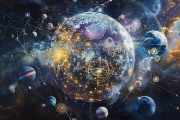 Artistic Depiction of Universal Laws Governing Celestial Bodies