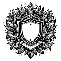 Obraz premium shield frame vector black and white