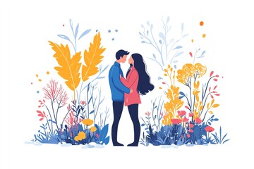 Charming Couple Illustrations for Merchandise Applications