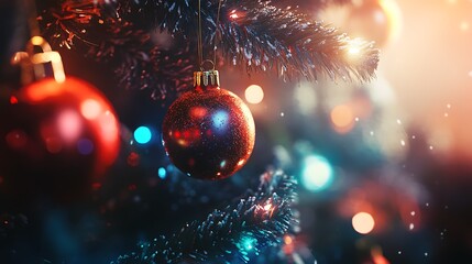 Christmas illustrations with Santa Claus and Christmas tree decorations